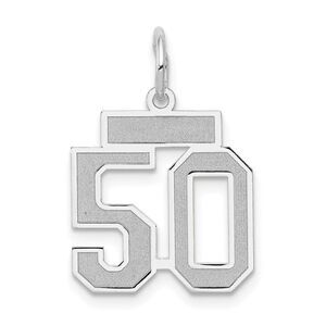 14k White Gold, Jersey Collection, Small Number 50 Pendant